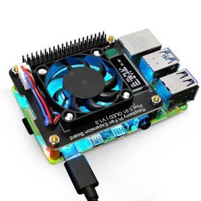 ARELENE Fan Hat for Raspberry Pi 4 Model B,For Raspberry Pi PWM Fan GPIO Expansion Board with 0.91Inch OLED Display