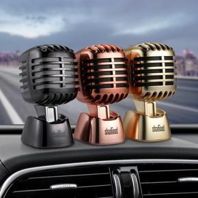 Car Ornamental Microphones Style Dashboard Perfume Air Freshener Silver/ Black