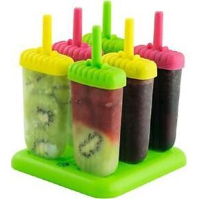 Plastic Ice Cream Mould 6 Pieces Set - Green and White