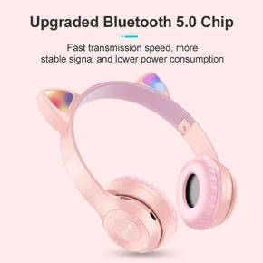 Headphones Cat Ear Large Capacity Cute Cartoon Earphones Computer Game Sports Music Wireless Bluetooth 5.0  Headset with Mic