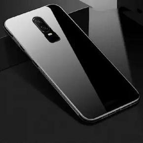 OnePlus 6 Luxury Shockproof TPU Bumper Back Glass Back Cover Glass Case