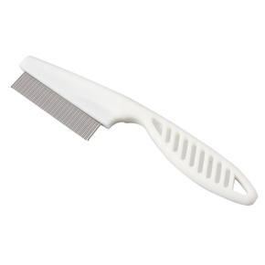 Pet Dog Hair Flea Comb Stainless Pin Dog Cat Grooming Brush Comb Clean Tool - white