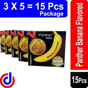 Panther Banana Flavoured Condom- 3 x 5 = 15 pcs ( Package )