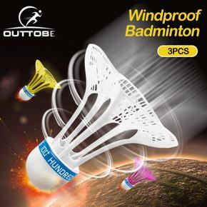 Outtobe 3Pcs Nylon Badminton Shuttlecocks Windproof Nylon Plastic Rubber Training Shuttlecocks Resistant Badminton Ball Badminton