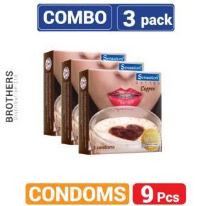 Sensation Dotted Coffee Condoms Combo Pack - 3x3=9 pcs Condoms