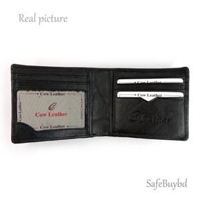 Black Colour Stylish 100% Leather Money bag ( Wallet ) For Men - SafeBuybd