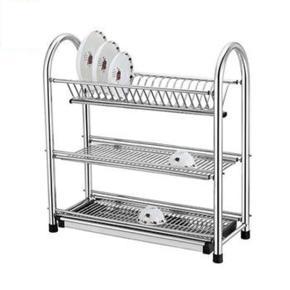 3 Layer Dish Drying Rack Dish Drainer Kitchen Stainless Steel Storage Organization Shelf - Silver Color