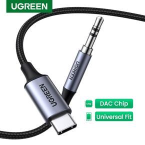 UGREEN USB C to 3.5mm Male to Male Audio Cable with DAC Chip Type C Aux Cable for Car, Speaker, Headphone, Phones, iPad, Macbook, Aluminum Nylon Braided 1M