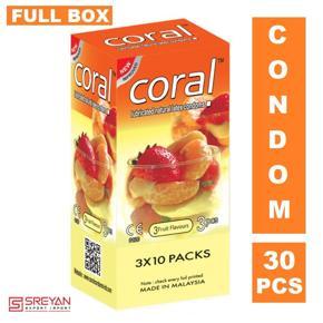 Coral Natural 3 Fruits Flavors Condoms - 3x10=30pcs Full Box