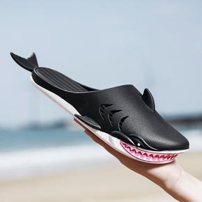 Summer Funny 3D Shark Designer Beach Men Slippers Slip-on PVC Women Cartoon Slides Personality Couples Flat Shark Shoes