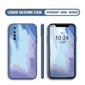 Hontinga for Realme X2 Case Watercolor Gradient Liquid Soft Square Silicone Phone Case Shockproof Protection Rubber Cover