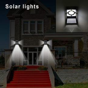 2LEDs Solar Powered Led Light Outdoor Waterproof Wall Mount arden Path Landscape Yard Lamp