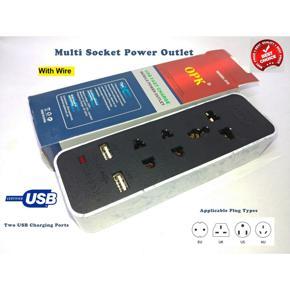 Universal Socket 3 Way extension Board with Dual USB Charging Ports
