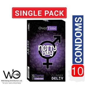 NottyBoy OverTime Condom - Climax Delay Lubricated Latex Condom - 10pcs Pack (Made in India)