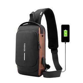 Multifunction Patent Leather Chest Bag Men Waterproof Men Crossbody Bag Anti-theft Travel Bag Male USB Charging Chest Bag Pack
