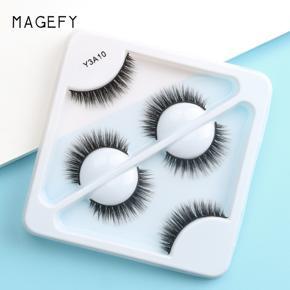MAGEFY 3 Pair 3D Mink Eyelashes Fluffy Dramatic Eyelashes Makeup Wispy Mink Lashes Natural Long False Eyelashes Y3A10
