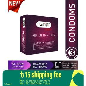 Grip Unlimited Air Ultra Thin condom for Men (3 Pcs in 1 Packs)