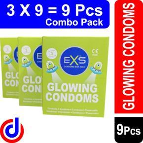 Exs glowing condom- 3 x 3 = 9 pcs ( Package )