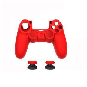 Handle Sleeve Silicone Case Dustproof Skin Protective Anti-Slip for PS4 Controller Game Accessories,Red