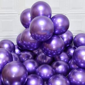 Purple Party Balloons 12 Inch 10pcs Metallic Chrome Glossy Birthday Balloons For - Party Decoration