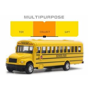 Yellow Alloy Pull Back School Bus Model Collection Vehicle Children Car Toy