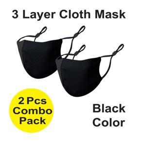 3 Layer Fashionable, Reusable & Washable Cloth Fabric FaceMask For Men And Women(Pack Of 2PCs) - mask