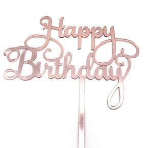 Happy Birthday Cake Topper Cake Decorating Topper(Rosse Gold)