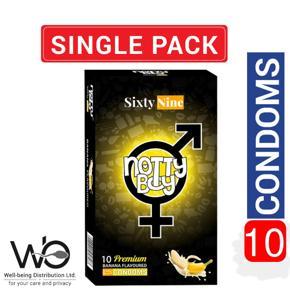 NottyBoy Sixty Nine Condom - Banana Flavored Condom - 10pcs Pack (Made in India)