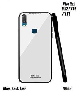 Vivo Y11/Y12/Y15/Y17 Luxury Shockproof TPU Bumper Back Glass Back Cover Glass Case