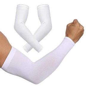 Men's and Women's Cotton Full Hand Arm Sleeves (White, Free Size) Pack Of 1 Pair (White)