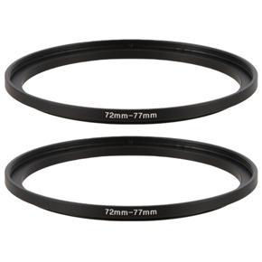 ARELENE 2Pcs 72mm-77mm Camera Lens Step Up Filter Black Metal Adapter Ring