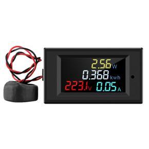 A-C 80-300V Digital Voltmeter Ammeter Color LCD Display Multimeter Voltage Current pow-er Energy Frequency Monitor with 100A CT Current Transformer
