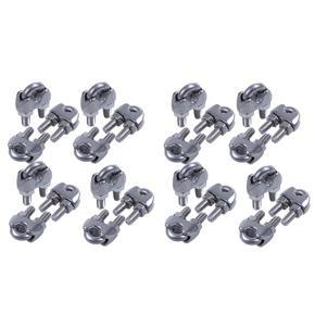 ARELENE 6mm 1/4 Inch Stainless Steel Wire Rope Cable Clamp Clips 24Pcs