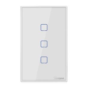 SONOFF T0US3C-TX 3 Gang Smart Wi-Fi Wall Light Switch APP/Touch Control Timer US Standard Panel Smart Switch Compatible with Goo-gle Home/Nest & Alexa