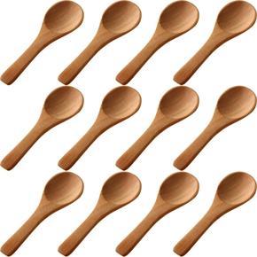 50 Pieces Small Wooden Spoons Mini Nature Spoons Wood Honey Teaspoon Cooking Condiments Spoons for Kitchen (Light Brown)