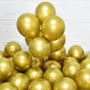 Golden Party Balloons 12 Inch 10pcs Metallic Chrome Glossy Birthday Balloons For - Party Decoration