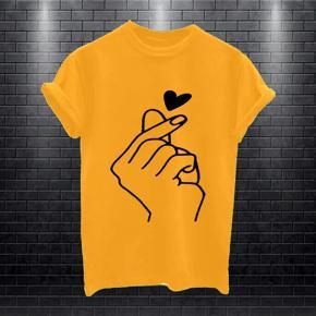 Ladies Yello Love Finger Half Sleeve T-shirt