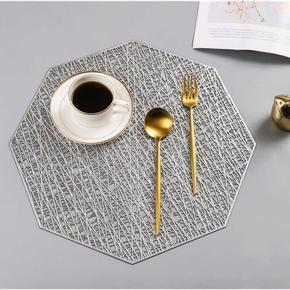 6 pcs PVC Geometric Gold Silver Hollow Placemat / Cup Mat Home Decoration Table Mats Kitchen Tool For Dining Table Bowl Plate