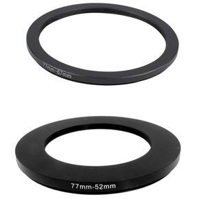 2 Pcs Black Step Down Ring Adapter for Camera, 77mm-52mm & 77mm-67mm