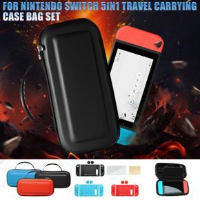 For Nintendo Switch 5in1 Travel Carrying Case Bag+Clear Screen Protector Film - black
