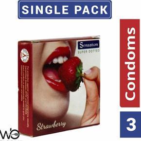 Sensation Strawberry Condom - Single Pack 3Pieces