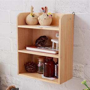 3 Layer Wooden Wall Shelf Storage Holder Stand Desktop Organiser Decor Display - Wood color