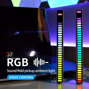 (2PCS ) Sound Control Atmosphere Light RGB LED DJ Sound Pickup Rhythm Lights Car Colorful LED Strip Environment Disco Light Bar 32-bit Music Level Voice Control Audio Display Lamp or Home Office Outdo