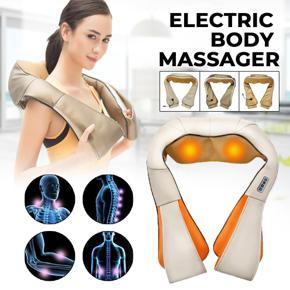 Electric Massage Machine Shoulder Neck Massage Car Home Dual-use Acupuncture Kneading Neck Shoulder Massager Intelligent 6-key button operation - [Antique White]