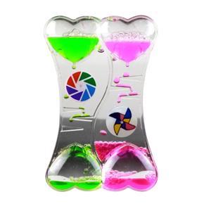 Double Heart Liquid Motion Bubble Drip Oil Hourglass Timer Clock Kids Toy Gift