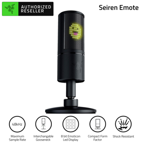 Razer Seiren Emote USB Condenser Microphone with 8-Bit Emoticon LED Display Supercardioid Microphone Shock Absorption Module