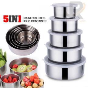 Stainless Steel Food Container Storage Box with Cover 5 in 1 Set
