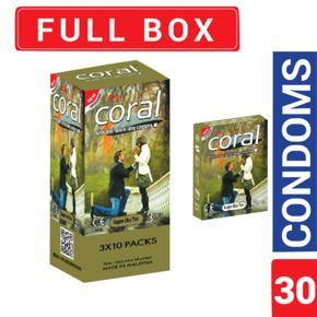 Coral - Super Ultra Thin Lubricated Natural Latex Condoms - Full Box - 3x10=30pcs