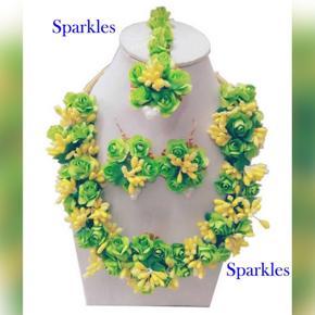 Exclusive Desighner Artificial Flower Jewellary Green Colour