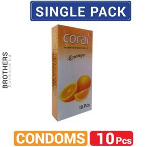 Coral Orange Natural Latex Condoms 10 Pcs (Single Pack)